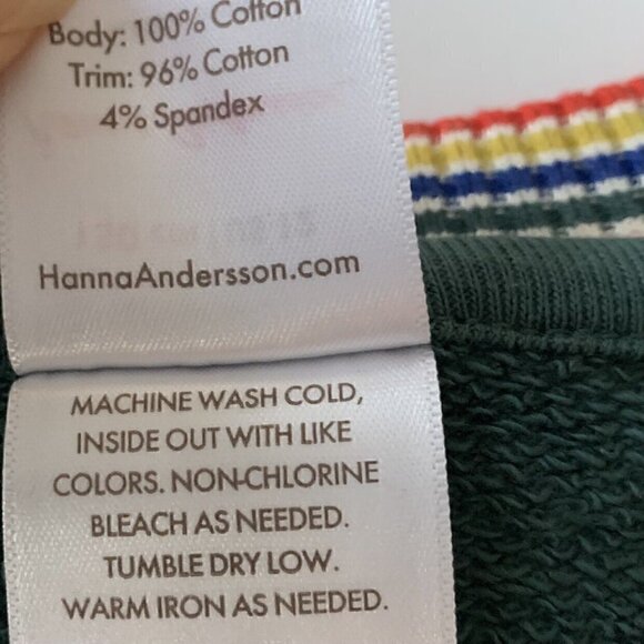 Hanna Andersson Rainbow Trim Juniper Sweatshirt French Terry Dress 10 Years 140 - Picture 7 of 7